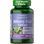 Puritan's Pride Bilberry Extract 250mg front view bottle for eye health supplement
