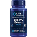 Life Extension Standardized European Bilberry Extract 90 capsules front view showing eye health support benefits