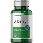 Horbaach Bilberry Fruit Extract 1200mg front view showing 100 vegetarian capsules bottle.
