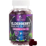 Nature's Nutrition Elderberry Daily Immune Support 120 Gummies front bottle view for daily family wellness.