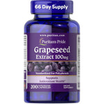 Puritan's Pride Grapeseed Extract 100mg 200 Capsules bottle front view