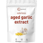 Micro Ingredients Odorless Aged Garlic 300 softgels front view showing organic immune supplement packaging.