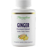 Paradise Herbs Premium Ginger Extract 60 vegetarian capsules front bottle view for authentic digestive support