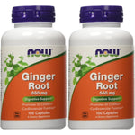 NOW Foods Ginger Root 550 Milligrams front view bottle on a plain background showing the supplement label.