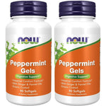 NOW Foods Peppermint Gels front view bottle packaging for digestive support