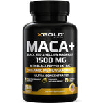 X Gold Health Organic Maca Root Capsules 1500mg front view
