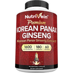 Nutrivein Korean Red Panax Ginseng 1600mg bottle front view for energy