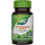 Nature's Way Goldenseal Root 50 vegan capsules front bottle view showing 1000 mg serving size.
