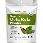 Vitamatic Certified USDA Organic Gotu Kola Powder pouch front view for brain health