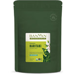 Banyan Botanicals Organic Haritaki Powder 1 pound package front view showcasing organic certification for digestive health.