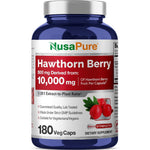 NusaPure Hawthorn Berry Extract 10000mg 180 capsules front bottle view