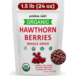 Pristine Nutri Organic Dried Hawthorn Berries 24 Ounce front view package for heart health tea