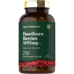 Tahoe Nutritionals Hawthorn Berry Supplement 250 capsules front bottle view for heart health