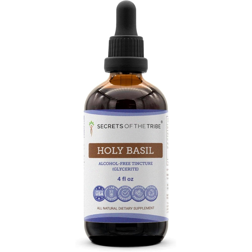 Secrets Of The Tribe Holy Basil Tincture 4 Fluid Ounce front view
