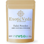 Exotic Veda Pure Tulsi Powder 100g front view packaging