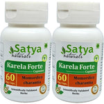 Satya Naturals Bitter Melon Forte 500mg bottle front view showing herbal supplement label.