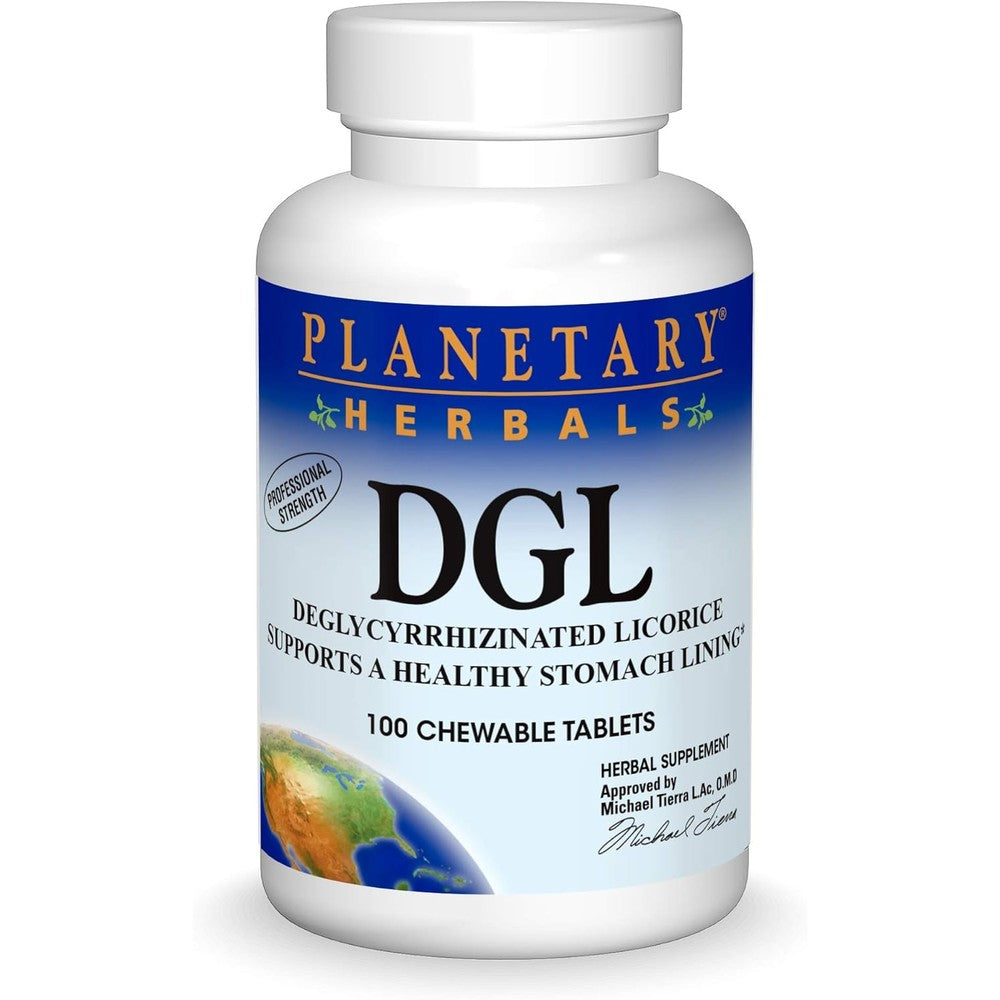 Planetary Herbals DGL Licorice tablets front view bottle packaging