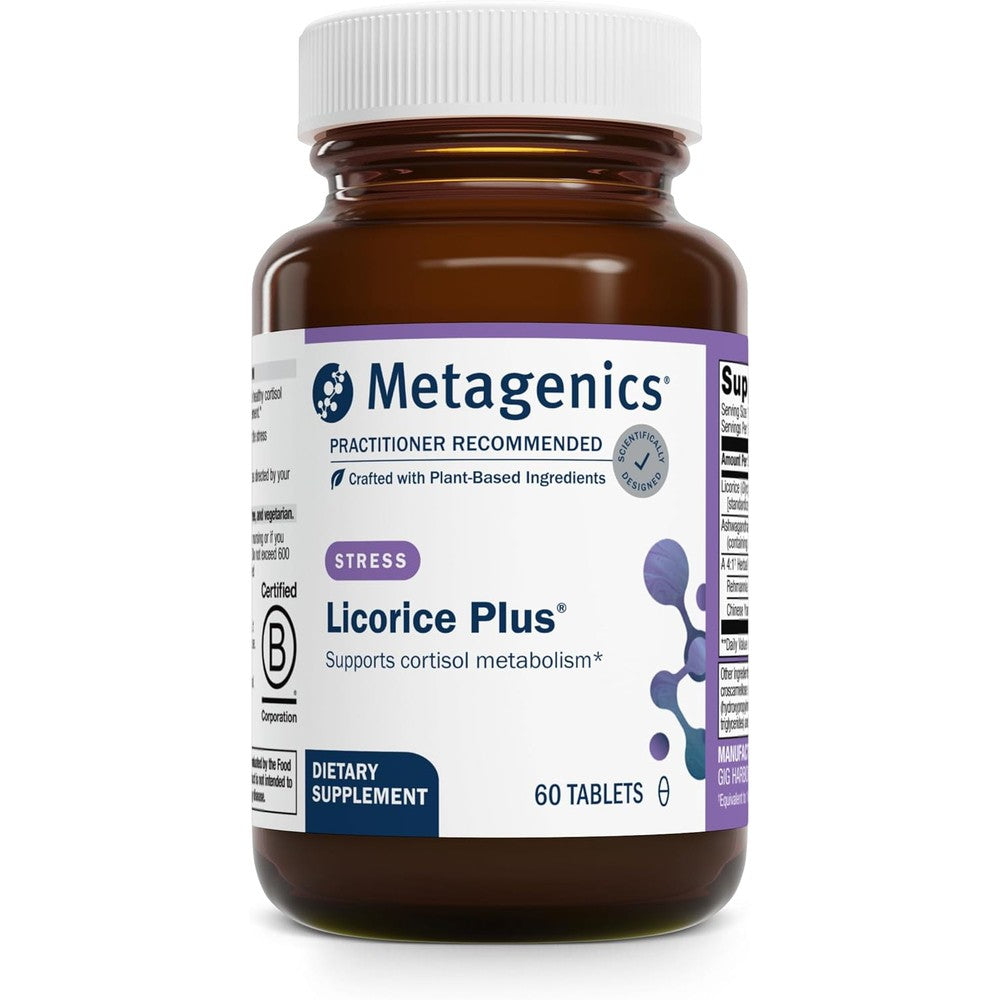 Metagenics Licorice Plus bottle front view cortisol support