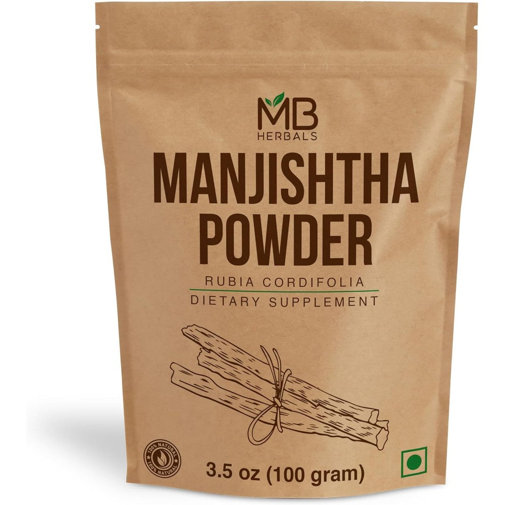 MB Herbals Pure Manjishtha Root Powder 100g pouch front view