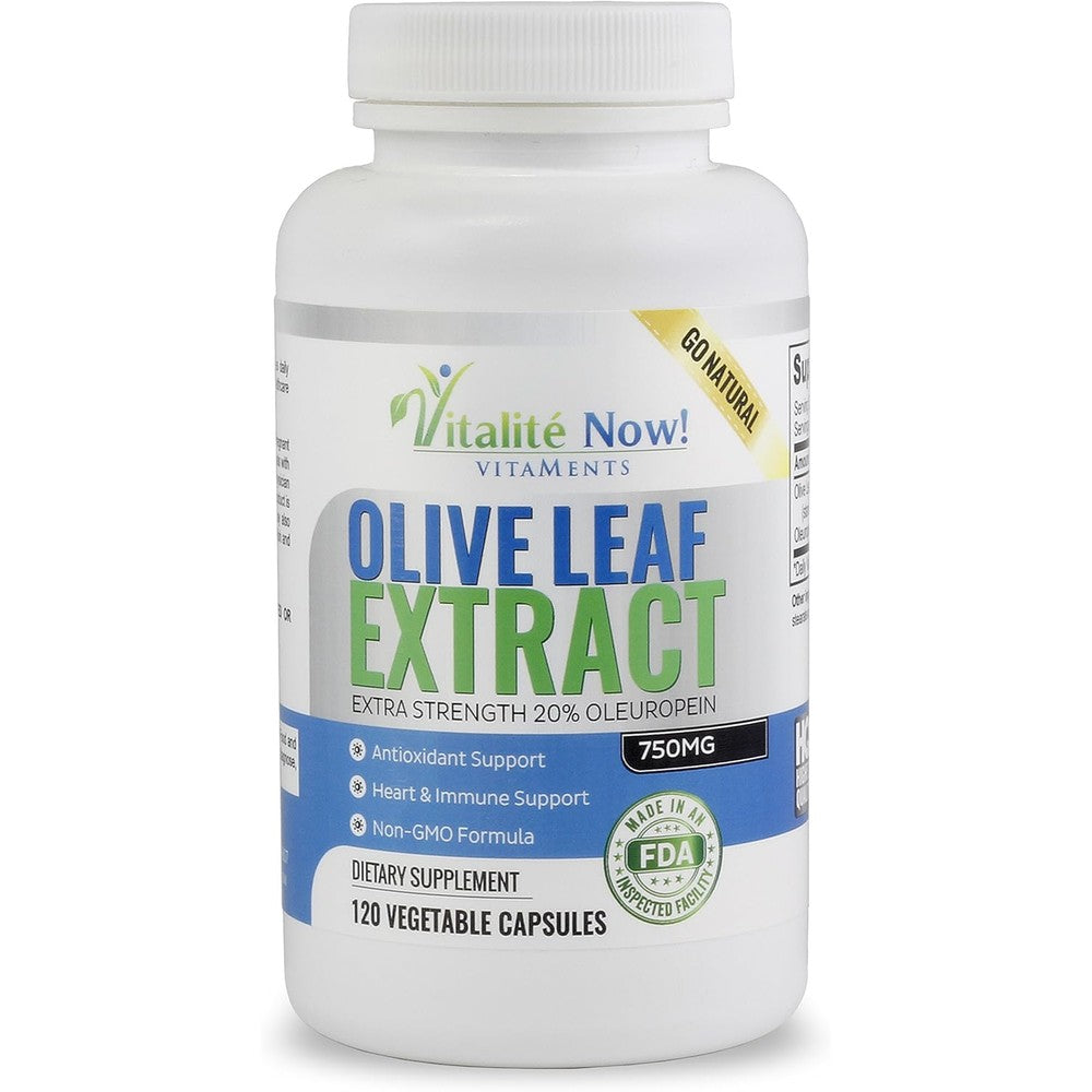 Vitalité Now Super Strength Olive Leaf Extract 120 capsules front bottle view