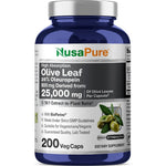 NusaPure Olive Leaf Extract 25000mg capsules blue bottle front view