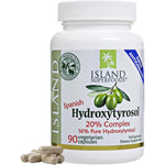 Island Nutrition Hydroxytyrosol Complex Olive Fruit Extract 90 capsules front view showcasing label details