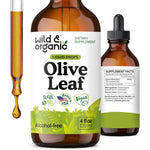 Wild and Organic Olive Leaf Liquid Extract front view bottle for natural immune defense