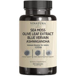 Vinatura Organic Sea Moss and Blue Vervain 60 capsules bottle front view showing product labels.