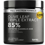 Toniiq Olive Leaf Extract Complex front view bottle of immune support supplement capsules