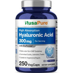 NusaPure Hyaluronic Acid 300mg 250 Veggie Capsules Front View