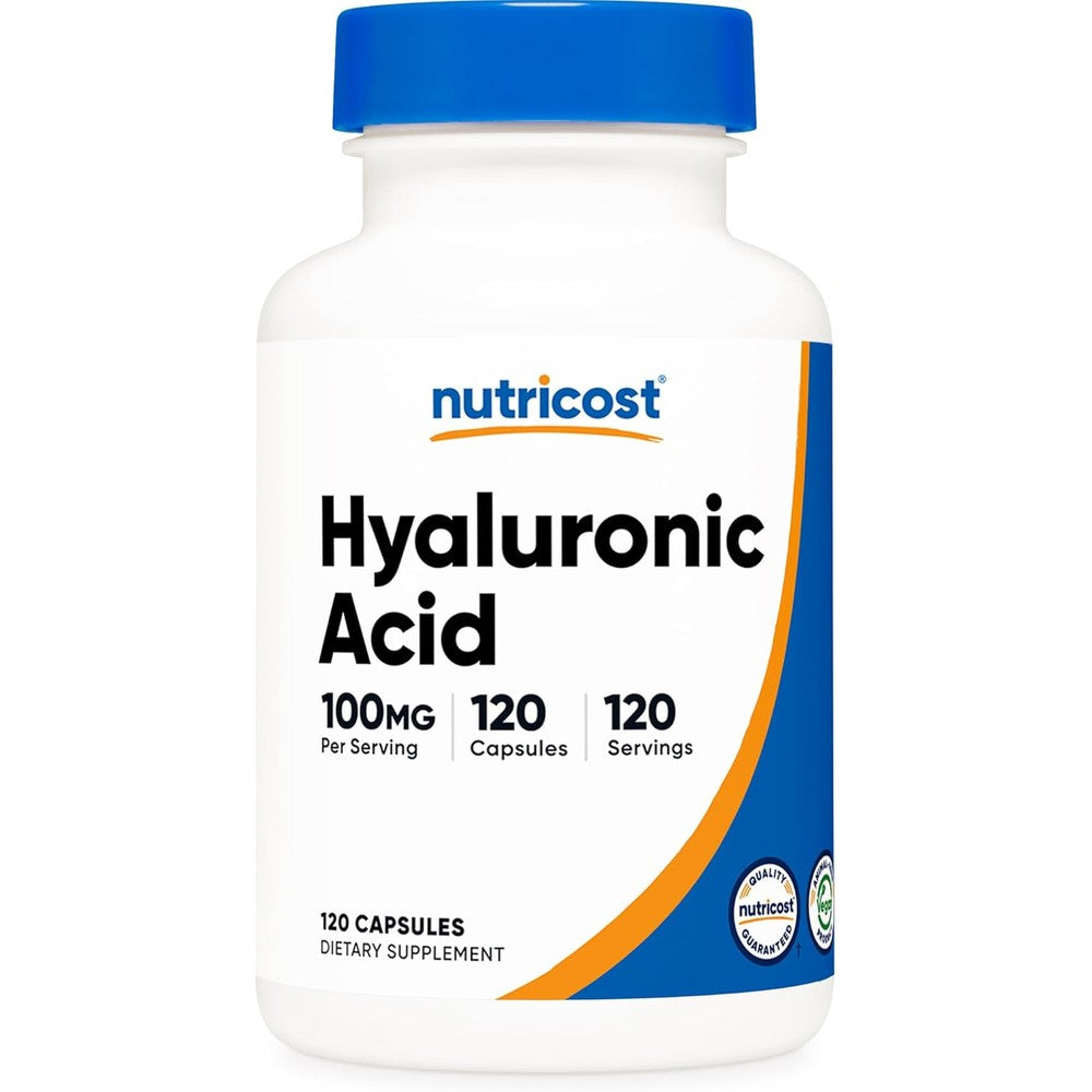 Nutricost Hyaluronic Acid 100 Milligrams 120 Capsules Front View