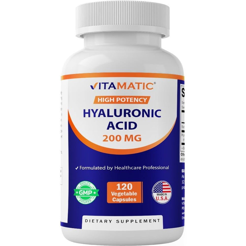 Vitamatic Hyaluronic Acid 200mg 120 Capsules Front View