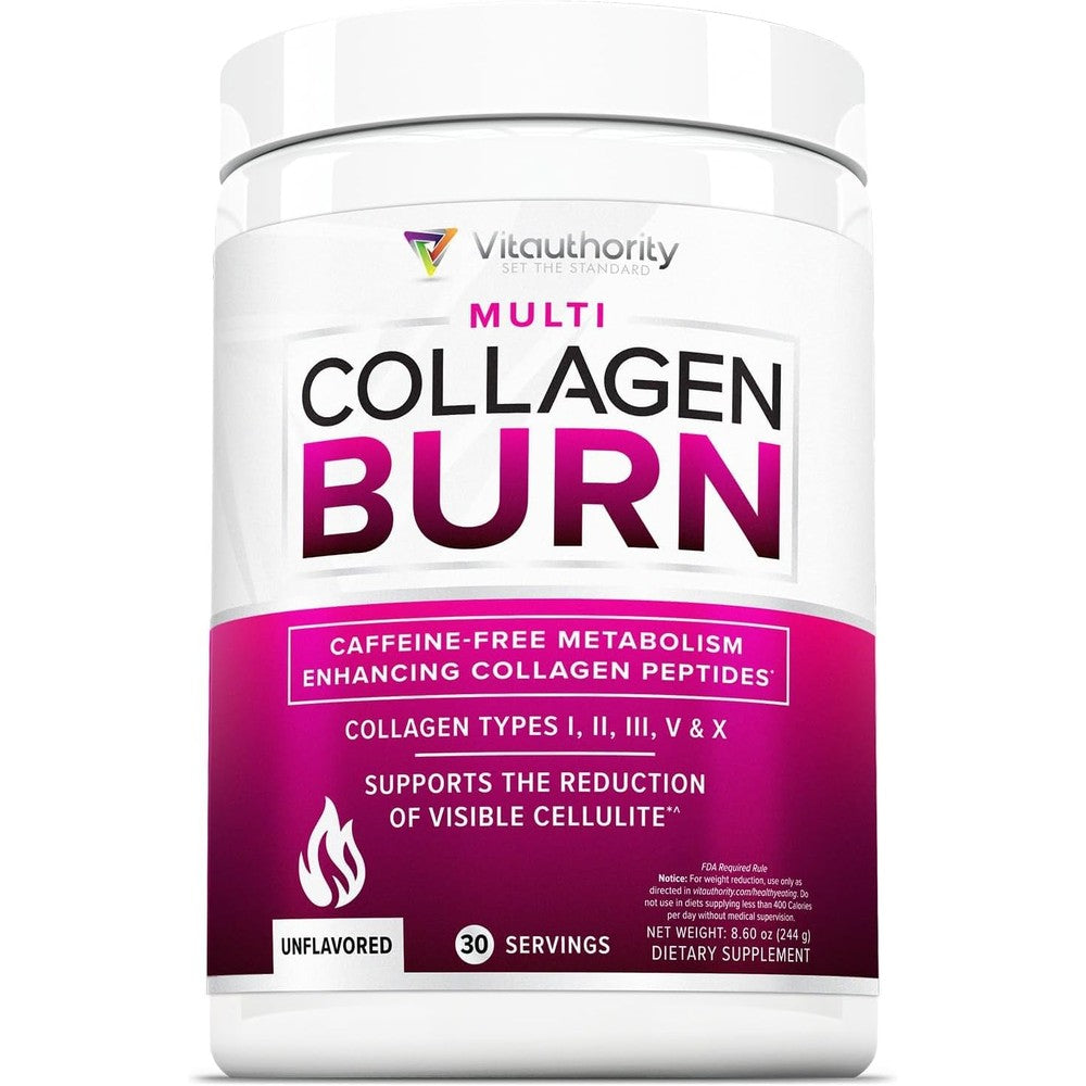 Vitauthority Multi Collagen Burn Unflavored 30 Servings front jar