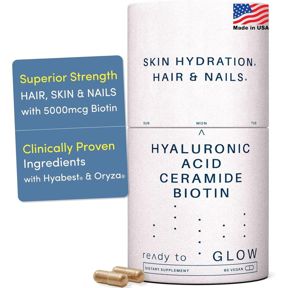 Ready To Glow Anti Aging Hair Skin Nails Capsules front view