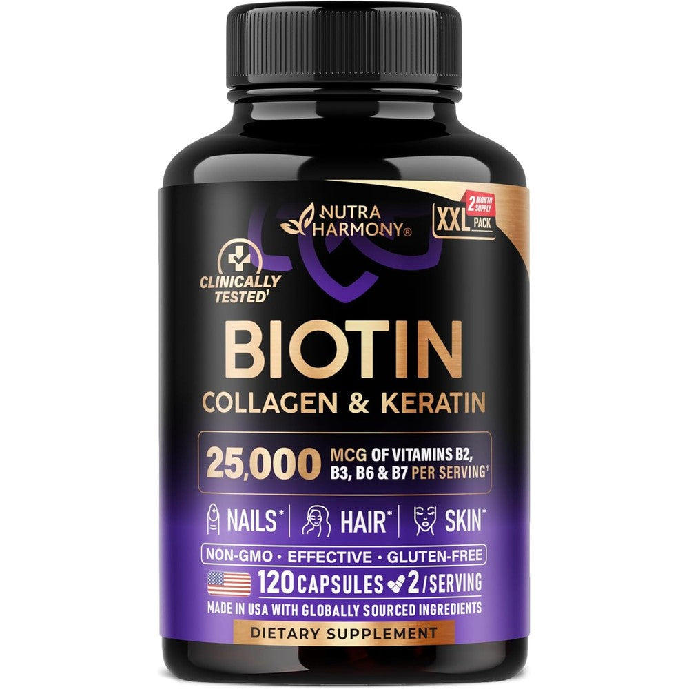 Dlnia Nutriharmony Biotin Collagen Hyaluronic Acid 120 Capsules front view