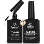 Beetles Gel Polish no wipe top coat and base coat two piece set front view