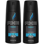AXE Phoenix Deodorant Body Spray 4 Ounce pack of 2 front view showing the dual action premium packaging.