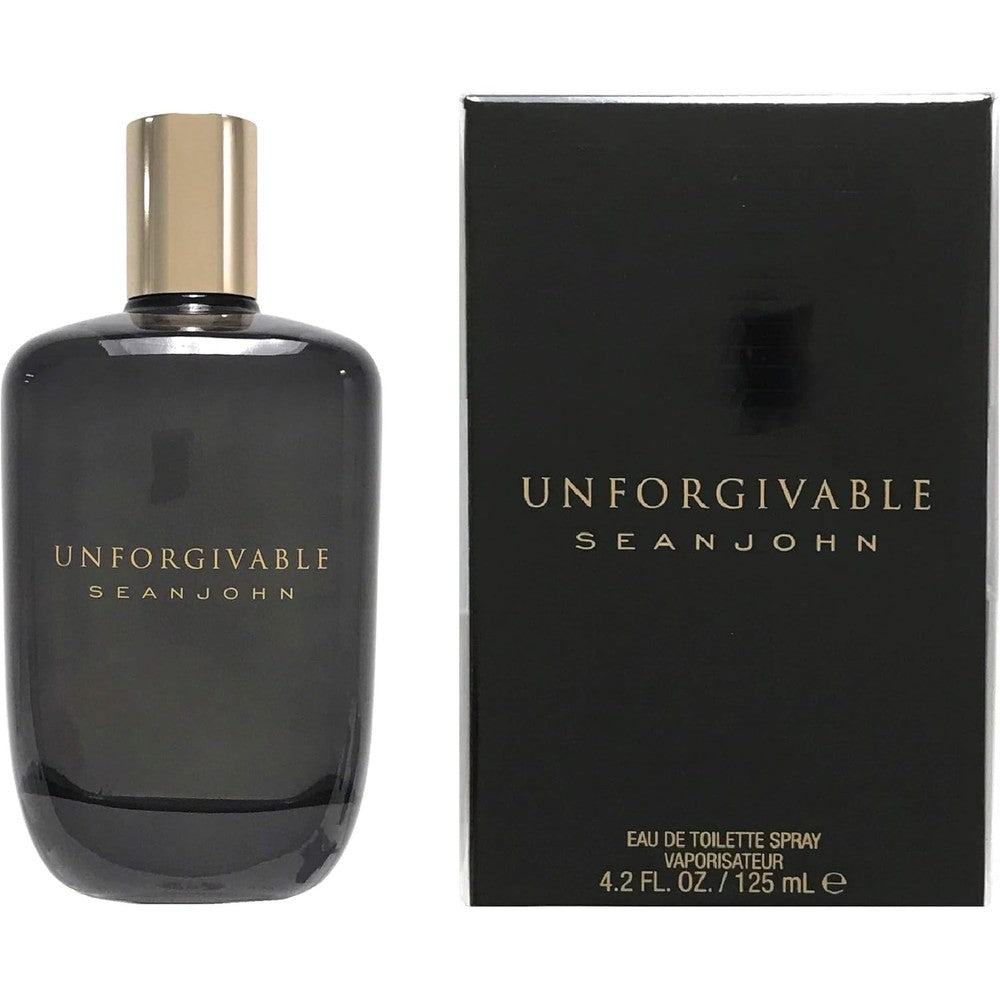 Sean John Unforgivable For Men Eau De Toilette Spray 4.2 Ounces front view premium designer cologne bottle
