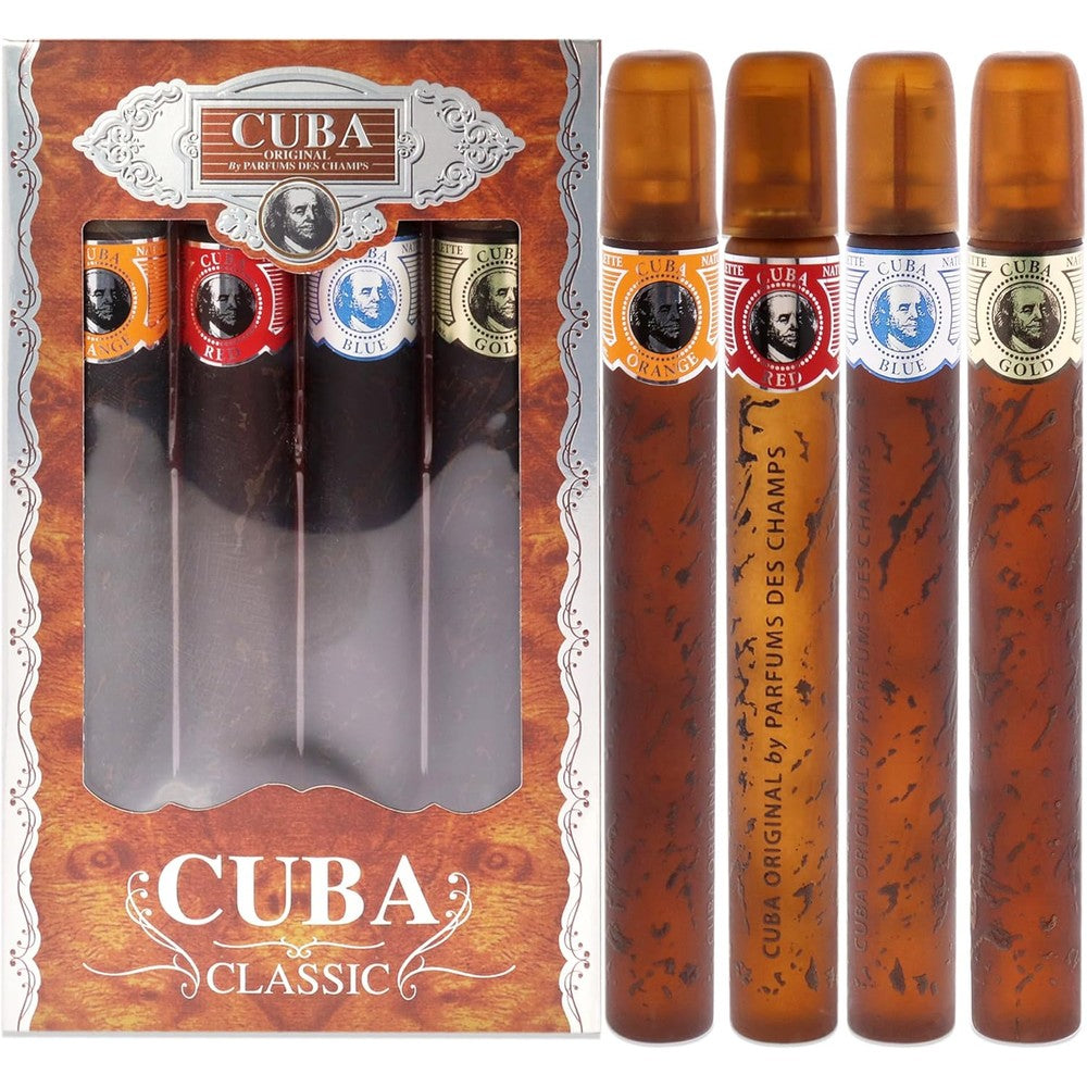 Cuba Classic variety gift set for men front view packaging and bottles