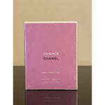 Chanel Chance Eau Fraiche Eau De Toilette 100ml round spray bottle front view showcasing the light green luxury floral perfume.