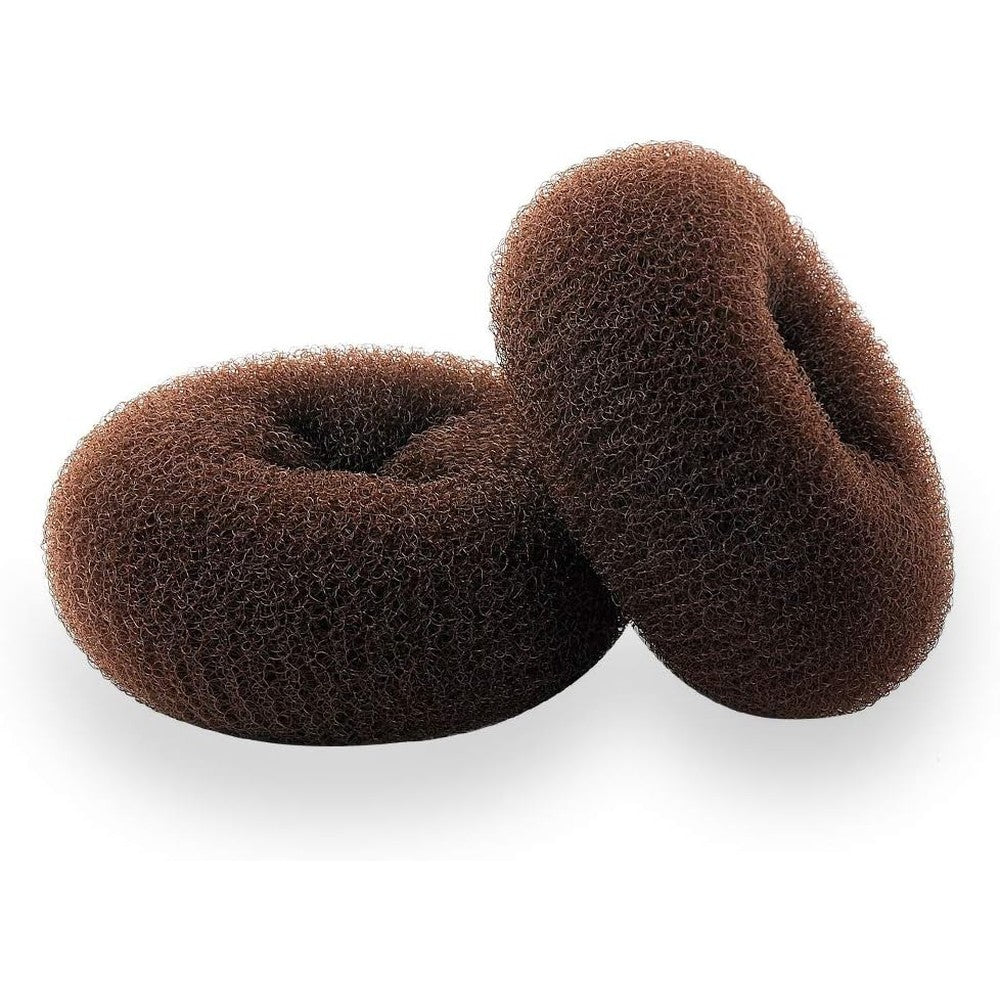 NICEMOVIC hair donut bun maker front view of two medium brown styling rings