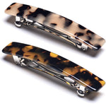 Eyegla French design hair barrette set showcasing the premium Tokyo Tortoise and Ivory Tokyo rectangle clips in a front commercial view.