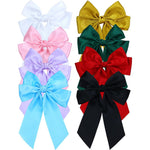 Cinaci silky satin oversized big hair bow alligator clips front view featuring the classic ivory variant.