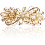 Beaupretty Large Gorgeous Rhinestone Hair Barrette front view showing champagne flower design.
