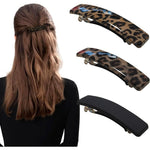 Fsmiling small hair barrettes pack of three showcasing the front view of rectangle cellulose acetate designs.