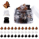 YOHAMA durable mini hair claw clips front view of storage jar with thirty six multi colored pieces