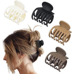 DEEKA double row teeth hair clips front view showing matte neutral colors