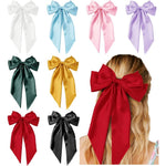 Tobeffect vintage hair bows for women front view featuring premium satin finish