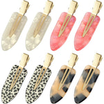YIERSO 8 Piece No Bend Hair Clips front view showing smooth pink and white cellulose acetate finish for makeup application