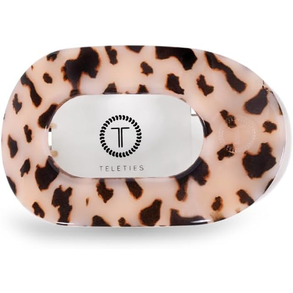 TELETIES - Large Flat Round Clip - Strong Grip, Bendable Teeth, Comfortable Curved Design - For Lying Down, Yoga, Driving & More - Ideal for Thick Hair - For All Hair Textures - Blonde Tortoise